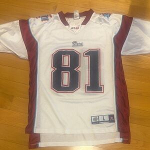 Men's Patriots #81 Miss White and Maroon Football Jersey